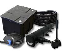 SunSun Kit complet: CBF-350 Filtre de bassin jusqu'à 12000L Biologique, CTF-6000 pompe de filtration 6000l/h 40W, CUV-272 lampe uv 72W, 25m Tuyau 25 mm, HJ-943 fontaine 800l/h 16W