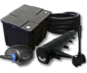 SunSun Kit complet: CBF-350 Filtre de bassin jusqu'à 12000L Biologique, CTF-6000 pompe de filtration 6000l/h 40W, CUV-272 lampe uv 72W, 25m Tuyau 25 mm, HJ-943 fontaine 800l/h 16W