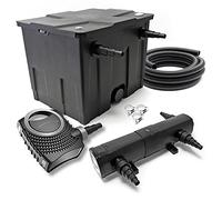 SunSun Kit complet: CBF-350 Filtre de bassin jusqu'à 12000L Biologique, NEO3800 pompe de filtration 3600l/h 20W, CUV-224 lampe uv 24W, 5m Tuyau 38 mm (1 1/2"), collier de serrage 44-47mm