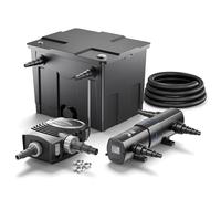 SunSun Kit complet: CBF-350 Filtre de bassin jusqu'à 12000L Biologique, NEO6000 pompe de filtration 6000l/h 40W, CUV-236 lampe uv 36W, 5m Tuyau 38 mm (1 1/2"), collier de serrage 44-47mm