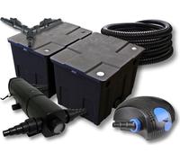 SunSun Kit complet: CBF-350B Filtre de bassin jusqu'à 60000 L Biologique, CTF-12000 pompe de filtration 12000l/h 100W, CUV-236 lampe uv UVC Clarificateur avec 36W, 25m Tuyau 25 mm, Y-distributeur