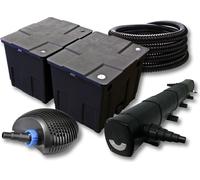 SunSun Kit complet: CBF-350B Filtre de bassin jusqu'à 60000 L Biologique, CTF-6000 SuperECO pompe de filtration 6000l/h 40W, CUV-272 lampe uv UVC Clarificateur avec 72W, 25m Tuyau 25 mm