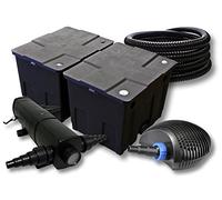 SunSun Kit complet: CBF-350B Filtre de bassin jusqu'à 60000 L Biologique, CTF-6000 SuperECO pompe de filtration 6000l/h 40W, CUV-224 lampe uv UVC Clarificateur avec 24W, 25m Tuyau 25 mm