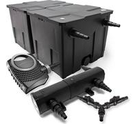 SunSun Kit complet: CBF-350B Filtre de bassin jusqu'à 60000 L Biologique, CTF-8000 SuperECO pompe de filtration 8000l/h 70W, CUV-218 lampe uv UVC Clarificateur avec 18W, Y-distributeur