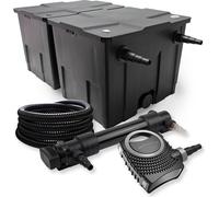 SunSun Kit complet: CBF-350B Filtre de bassin jusqu'à 60000 L Biologique, CTF-8000 SuperECO pompe de filtration 8000l/h 70W, CUV-636 lampe uv UVC Clarificateur avec 36W, 25m Tuyau 25 mm