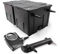 SunSun Kit complet: CBF-350B Filtre de bassin jusqu'à 60000 L Biologique, CTF-8000 SuperECO pompe de filtration 8000l/h 70W, CUV-324 lampe uv UVC Clarificateur avec 24W