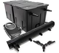 SunSun Kit complet: CBF-350B Filtre de bassin jusqu'à 60000 L Biologique, CTF-8000 SuperECO pompe de filtration 8000l/h 70W, CUV-272 lampe uv UVC Clarificateur avec 72W, Y-distributeur