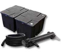 SunSun Kit complet: CBF-350B Filtre de bassin jusqu'à 60000 L Biologique, CUV-324 lampe uv UVC Clarificateur avec 24W, 5m Tuyau 25 mm (1")