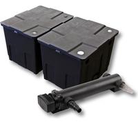 SunSun Kit complet: CBF-350B Filtre de bassin jusqu'à 60000 L Biologique, CUV-324 lampe uv UVC Clarificateur avec 24 Watt Puissance UV-C