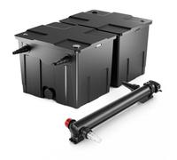SunSun Kit complet: CBF-350B Filtre de bassin jusqu'à 60000 L Biologique, CUV-324 lampe uv UVC Clarificateur avec 24 Watt Puissance UV-C