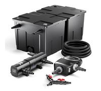 SunSun Kit complet: CBF-350B Filtre de bassin jusqu'à 60000 L Biologique, NEO10000 pompe de filtration 10000l/h 80W, CUV-236 lampe uv UVC Clarificateur avec 36W, 25m Tuyau 25 mm, Y-distributeur