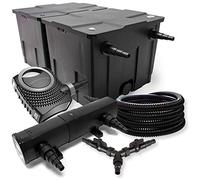 SunSun Kit complet: CBF-350B Filtre de bassin jusqu'à 60000 L Biologique, NEO10000 pompe de filtration 10000l/h 80W, CUV-224 lampe uv UVC Clarificateur avec 24W, 25m Tuyau 25 mm, Y-distributeur