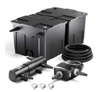 SunSun Kit complet: CBF-350B Filtre de bassin jusqu'à 60000 L Biologique, NEO10000 pompe de filtration 10000l/h 80W, CUV-236 lampe uv 36W, 10m Tuyau 38 mm, collier de serrage W1 44-47mm