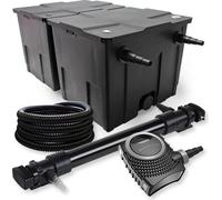 SunSun Kit complet: CBF-350B Filtre de bassin jusqu'à 60000 L Biologique, NEO10000 SuperECO pompe de filtration 10000l/h 80W, CUV-672 lampe uv UVC Clarificateur avec 72W, 25m Tuyau 25 mm
