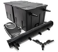 SunSun Kit complet: CBF-350B Filtre de bassin jusqu'à 60000 L Biologique, NEO10000 SuperECO pompe de filtration 10000l/h 80W, CUV-272 lampe uv UVC Clarificateur avec 72W, Y-distributeur
