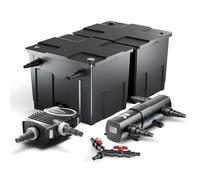 SunSun Kit complet: CBF-350B Filtre de bassin jusqu'à 60000 L Biologique, NEO10000 SuperECO pompe de filtration 10000l/h 80W, CUV-236 lampe uv UVC Clarificateur avec 36W, Y-distributeur