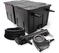 SunSun Kit complet: CBF-350B Filtre de bassin jusqu'à 60000 L Biologique, NEO10000 SuperECO pompe de filtration 10000l/h 80W, CUV-336 lampe uv UVC Clarificateur avec 36W, 25m Tuyau 25 mm