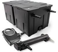 SunSun Kit complet: CBF-350B Filtre de bassin jusqu'à 60000 L Biologique, NEO10000 SuperECO pompe de filtration 10000l/h 80W, CUV-336 lampe uv UVC Clarificateur avec 36W