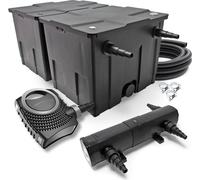SunSun Kit complet: CBF-350B Filtre de bassin jusqu'à 60000 L Biologique, NEO8000 pompe de filtration 8000l/h 70W, CUV-236 lampe uv 36W, 10m Tuyau 38 mm, collier de serrage W1 44-47mm