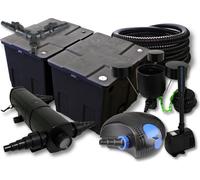 SunSun Kit complet: CBF-350B Filtre de bassin jusqu'à 60000 L, CTF-12000 pompe 12000l/h 100W, CUV-218 lampe uv 18W, 25m Tuyau 25mm, CSP-250 Écumeur 2500l/h, HJ-943 fontaine 800l/h, Y-distributeur