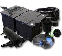 SunSun Kit complet: CBF-350B Filtre de bassin jusqu'à 60000 L, CTF-12000 pompe de filtration 12000l/h 100W, CUV-218 lampe uv 18W, 25m Tuyau 25 mm, CSP-250 Écumeur 2500l/h 45W, Y-distributeur