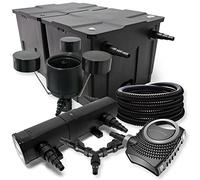 SunSun Kit complet: CBF-350B Filtre de bassin jusqu'à 60000 L, CTF-8000 pompe de filtration 8000l/h 70W, CUV-236 lampe uv 36W, 25m Tuyau 25 mm, CSP-250 Écumeur 2500l/h 45W, Y-distributeur