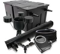 SunSun Kit complet: CBF-350B Filtre de bassin jusqu'à 60000 L, NEO10000 pompe de filtration 10000l/h 80W, CUV-272 lampe uv 72W, 25m Tuyau 25 mm, CSP-250 Écumeur 2500l/h 45W, Y-distributeur