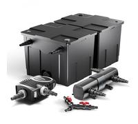 SunSun Kit Complet : CBF-350B filtre de bassin jusqu'à 60000 L, NEO10000 SuperECO pompe de bassin 10000 l/h 80W, CUV-224 clarificateur de bassin avec 24W, répartiteur en Y