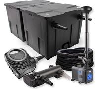 SunSun Kit complet: CBF-350B Filtre de bassin jusqu'à 60000 L, NEO7000 pompe de filtration 7000l/h 50W, CUV-318 lampe uv 18W, 25m Tuyau 25 mm, CTP-2803 fontaine 3000l/h 10W
