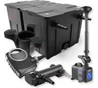 SunSun Kit complet: CBF-350B Filtre de bassin jusqu'à 60000L Biologique, CTF-8000 pompe de filtration 8000l/h 70W, CUV-318Lampe uv UVC Clarificateur avec 18W, CTP-2803 Pompe pour fontaine 3000l/h 10W
