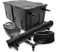 SunSun Kit complet: CBF-350B Filtre de bassin jusqu'à 60000L Biologique, CTF-8000 pompe de filtration 8000l/h 70W, CUV-272 lampe uv UVC Clarificateur avec 72W, 25m Tuyau 25 mm, Y-distributeur