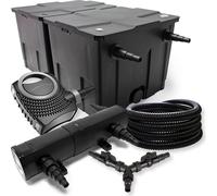 SunSun Kit complet: CBF-350B Filtre de bassin jusqu'à 60000L Biologique, CTF-8000 pompe de filtration 8000l/h 70W, CUV-218 lampe uv UVC Clarificateur avec 18W, 25m Tuyau 25 mm, Y-distributeur