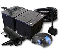 SunSun Kit complet: CBF-350B Filtre de bassin jusqu'à 60000L, CTF-12000 pompe de filtration 12000l/h 100W, CUV-236 lampe uv 36W, 25m Tuyau 25mm, HJ-943 fontaine 800l/h 16W, Y-distributeur