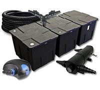SunSun Kit complet: CBF-350C Filtre de bassin jusqu'à 90000 L Biologique, CTF-12000 pompe de filtration 12000l/h 100W, CUV-224 lampe uv UVC Clarificateur avec 24W, 25m Tuyau 25 mm, Y-distributeur
