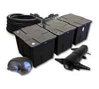 SunSun Kit complet: CBF-350C Filtre de bassin jusqu'à 90000 L Biologique, CTF-12000 pompe de filtration 12000l/h 100W, CUV-224 lampe uv UVC Clarificateur avec 24W, 25m Tuyau 25 mm, Y-distributeur