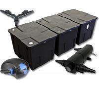 SunSun Kit complet: CBF-350C Filtre de bassin jusqu'à 90000 L Biologique, CTF-12000 SuperECO pompe de filtration 12000l/h 100W, CUV-224 lampe uv UVC Clarificateur avec 24W, Y-distributeur