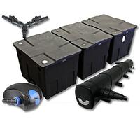 SunSun Kit complet: CBF-350C Filtre de bassin jusqu'à 90000 L Biologique, CTF-12000 SuperECO pompe de filtration 12000l/h 100W, CUV-272 lampe uv UVC Clarificateur avec 72W, Y-distributeur