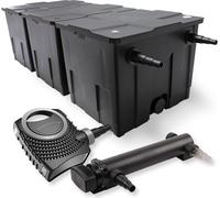SunSun Kit complet: CBF-350C Filtre de bassin jusqu'à 90000 L Biologique, CTF-8000 SuperECO pompe de filtration 8000l/h 70W, CUV-324 lampe uv UVC Clarificateur avec 24W