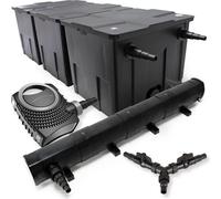 SunSun Kit complet: CBF-350C Filtre de bassin jusqu'à 90000 L Biologique, CTF-8000 SuperECO pompe de filtration 8000l/h 70W, CUV-272 lampe uv UVC Clarificateur avec 72W, Y-distributeur