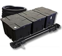 SunSun Kit complet: CBF-350C Filtre de bassin jusqu'à 90000 L Biologique, CUV-672 lampe uv UVC Clarificateur avec 72W, 5m Tuyau 25 mm (1")