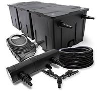 SunSun Kit complet: CBF-350C Filtre de bassin jusqu'à 90000 L Biologique, NEO10000 pompe de filtration 10000l/h 80W, CUV-236 lampe uv UVC Clarificateur avec 36W, 25m Tuyau 25 mm, Y-distributeur