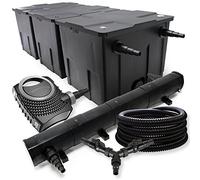 SunSun Kit complet: CBF-350C Filtre de bassin jusqu'à 90000 L Biologique, NEO10000 pompe de filtration 10000l/h 80W, CUV-272 lampe uv UVC Clarificateur avec 72W, 25m Tuyau 25 mm, Y-distributeur
