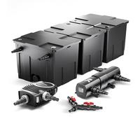 SunSun Kit complet: CBF-350C Filtre de bassin jusqu'à 90000 L Biologique, NEO10000 SuperECO pompe de filtration 10000l/h 80W, CUV-236 lampe uv UVC Clarificateur avec 36W, Y-distributeur
