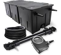 SunSun Kit complet: CBF-350C Filtre de bassin jusqu'à 90000 L Biologique, NEO10000 SuperECO pompe de filtration 10000l/h 80W, CUV-672 lampe uv UVC Clarificateur avec 72W, 25m Tuyau 25 mm