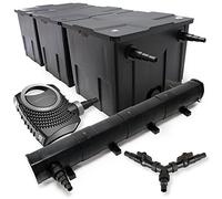 SunSun Kit complet: CBF-350C Filtre de bassin jusqu'à 90000 L Biologique, NEO10000 SuperECO pompe de filtration 10000l/h 80W, CUV-272 lampe uv UVC Clarificateur avec 72W, Y-distributeur