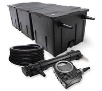 SunSun Kit complet: CBF-350C Filtre de bassin jusqu'à 90000 L Biologique, NEO10000 SuperECO pompe de filtration 10000l/h 80W, CUV-636 lampe uv UVC Clarificateur avec 36W, 25m Tuyau 25 mm