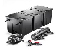 SunSun Kit complet: CBF-350C Filtre de bassin jusqu'à 90000 L Biologique, NEO10000 SuperECO pompe de filtration 10000l/h 80W, CUV-236 lampe uv UVC Clarificateur avec 36W, Y-distributeur