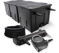 SunSun Kit complet: CBF-350C Filtre de bassin jusqu'à 90000 L Biologique, NEO10000 SuperECO pompe de filtration 10000l/h 80W, CUV-336 lampe uv UVC Clarificateur avec 36W, 25m Tuyau 25 mm