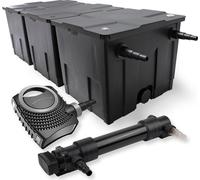 SunSun Kit complet: CBF-350C Filtre de bassin jusqu'à 90000 L Biologique, NEO10000 SuperECO pompe de filtration 10000l/h 80W, CUV-636 lampe uv UVC Clarificateur avec 36W