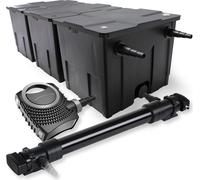 SunSun Kit complet: CBF-350C Filtre de bassin jusqu'à 90000 L Biologique, NEO10000 SuperECO pompe de filtration 10000l/h 80W, CUV-672 lampe uv UVC Clarificateur avec 72W